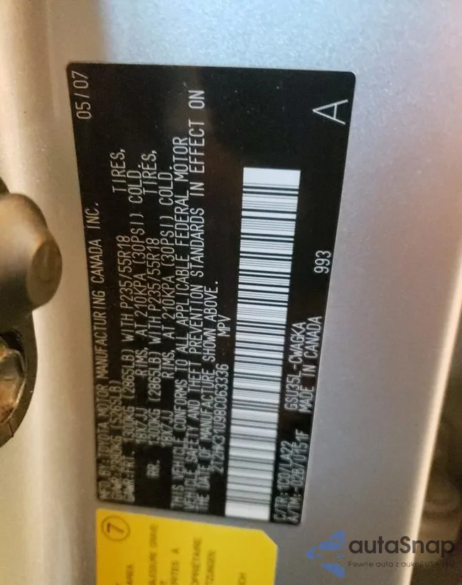 2T2HK31U98C063336: 80318343