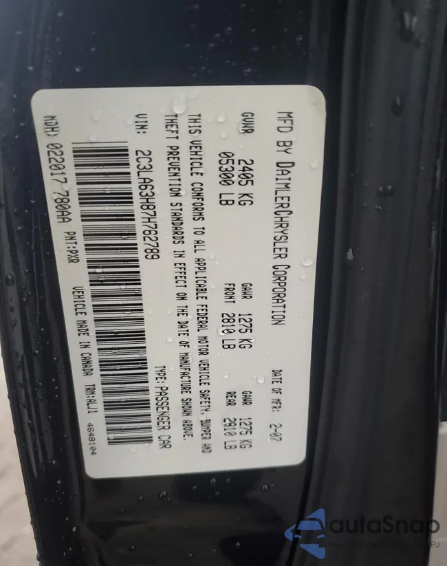 2C3LA63H87H762789: 78260333