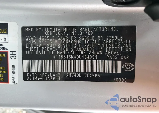 4T1BB46K49U104091: 81006653