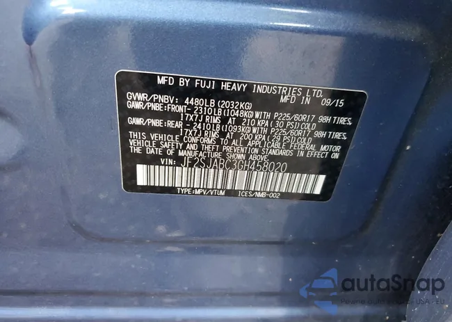 JF2SJABC3GH458020: 82210063